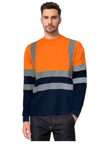 REMERA BASICA MANGA LARGA NARANJA Y AMARILLA C/REFLECTIVO TALLE S-M-L-XL-XXL-XXXL ROPA                                                                