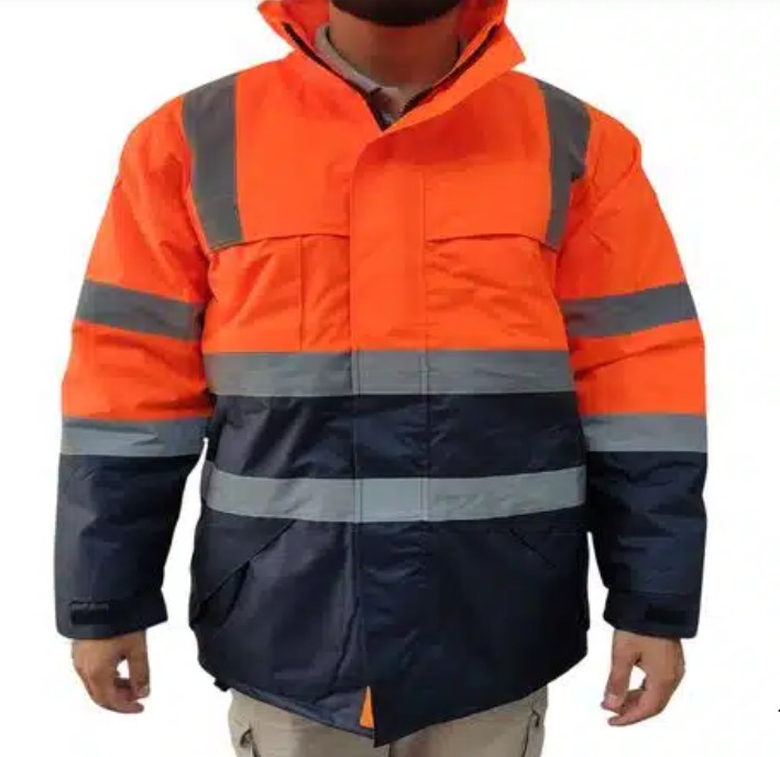 CAMPERA PARKA NARANJA Y AZUL REFLECTIVA ROPA                                                                                                          