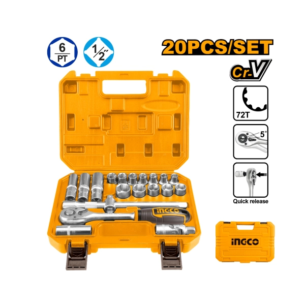 JUEGO DE DADOS 1/2 20 PIEZAS SUPER SELECT INGCO                                                                                                       