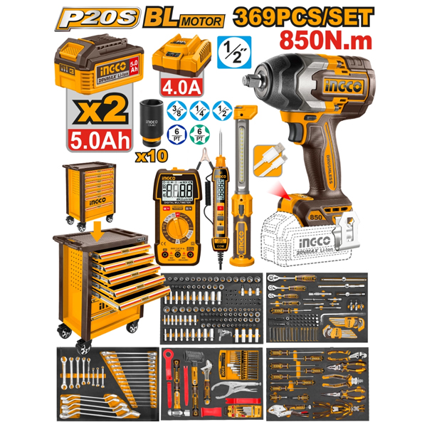 CARRO 369 HERRAMIENTAS + GABINETE METALICO CON CAJONES INGCO                                                                                          