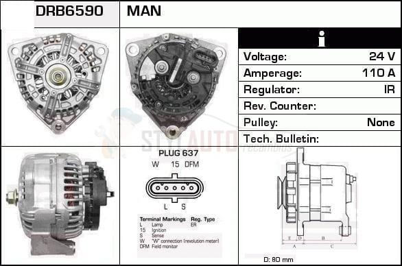 ALTERNADOR MAN TGA TGX TGS  24V 110AMP BOSCH 0124655009 TS10.2156                                                                                     