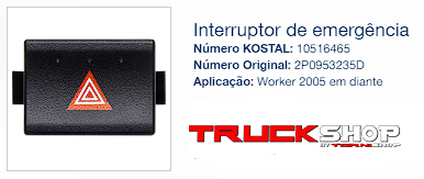 LLAVE DE BALIZA VW WORKER 2005 EN DELANTE OEM 2P0953235D KOSTAL                                                                                       