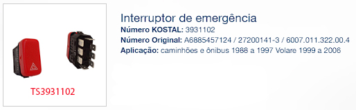 LLAVE DE BALIZA MERCEDES BENZ CAMIONES Y BUSES 1988 - 1997 27200142-0 O371/400 OH/OF -  L709 1418 1718 KOSTAL = 3931101                               