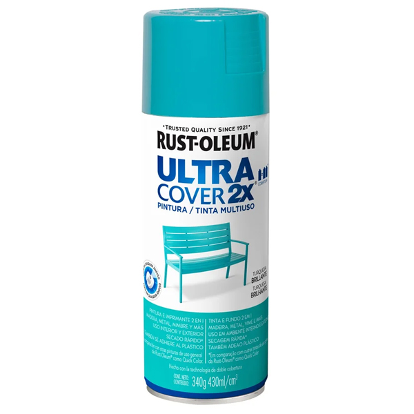 AEROSOL TURQUESA BRILLANTE ULTRA COVER 2X 340 GRS.                                                                                                    