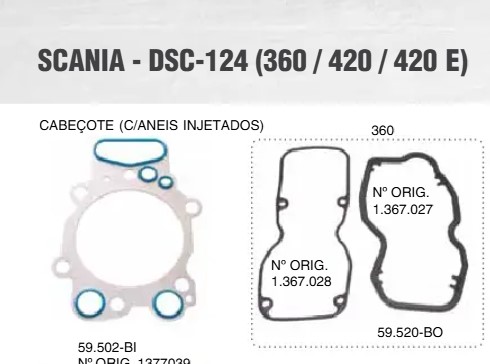 JGO JUNTAS T/VALVULA SUPERIOR INFERIOR SCANIA 124 OEM 1401998-1414422