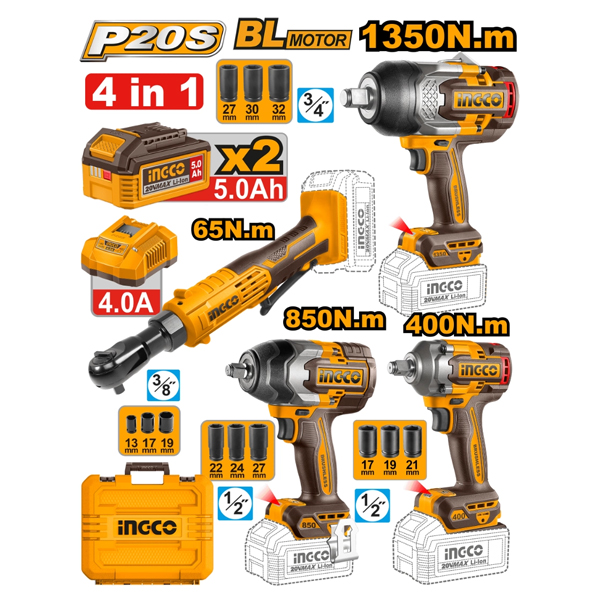 KIT COMBO A BATERIA P20S 20V TALADRO ATORNILLADOR PERCUTOR 166NM + LLAVE IMPACTO                                                                      