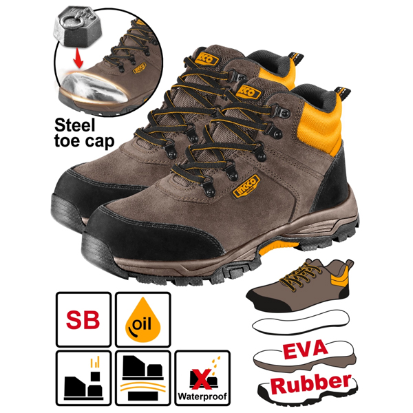 BOTAS DE SEGURIDAD CON PUNTERA DE ACERO TALLE 44 INGCO                                                                                                