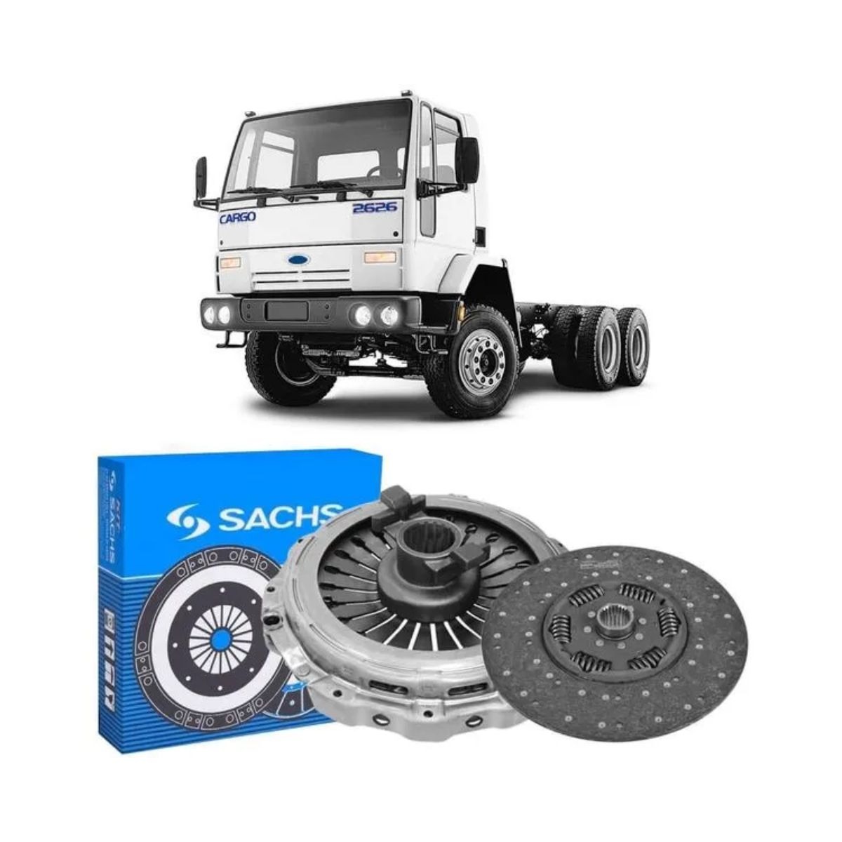 KIT DE EMBRAGUE SACKLS 380MM 10 ESTRIAS CON TUBO GUIA FORD/VW SACHS 6379 PRENSA VOLKSWAGEN 14210 CUMMINS / MWM 6 CILINDROS HASTA 220 CV TODOS         