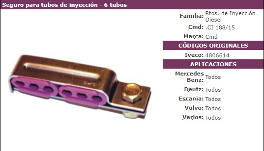 SEGURO SOPORTE PARA TUBOS CAÑOS DE INYECCION - 6 CAÑOS CMD ARGENTINA                                                                                  